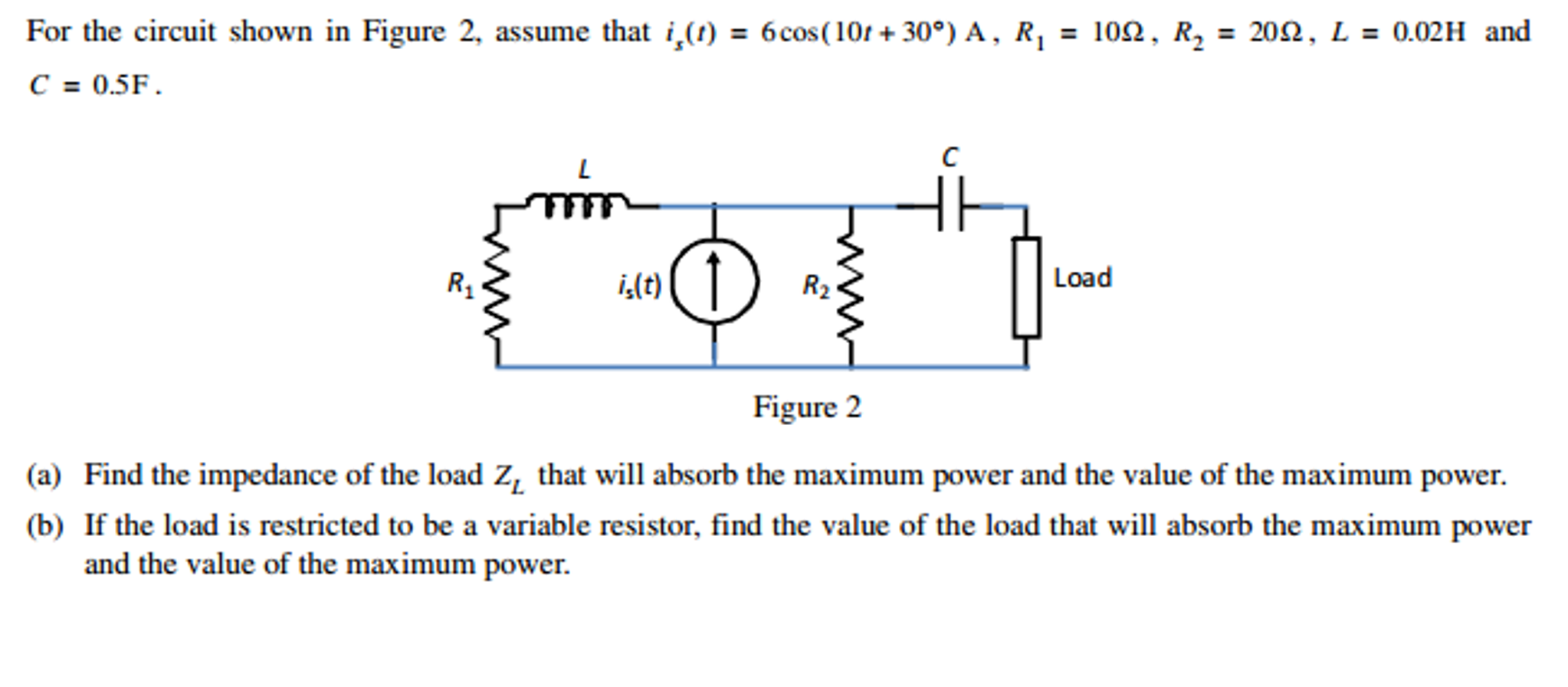 Solved For the circuit shown in Figure 2, assume that i_s(t) | Chegg.com