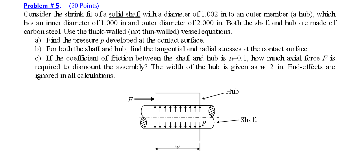 Problem 5 (20 Points) Consider the shrink fit of a