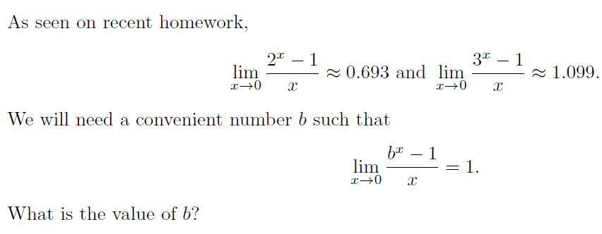 Solved As seen on recent homework lim 0.693 and lim We will | Chegg.com