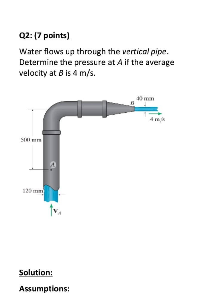 Solved Q 2 (7 points ) Water flows up through the vertical