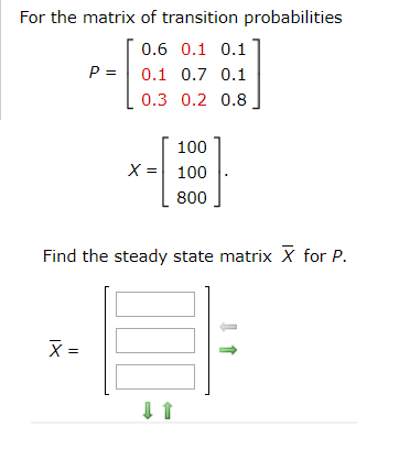 Solved For the matrix of transition probabilities 0.6 0.1 | Chegg.com