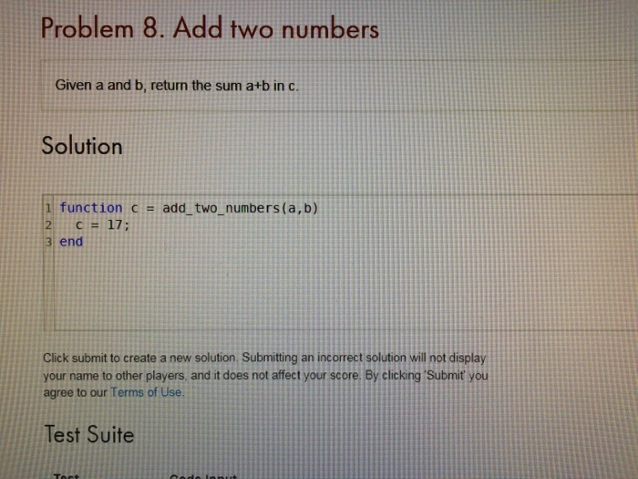 Solved Problem 8. Add Two Numbers Given A And B, Return The | Chegg.com