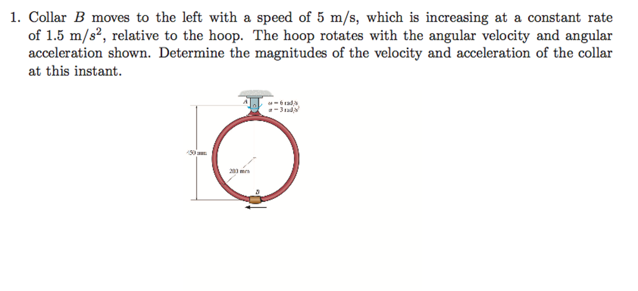 Solved Collar B Moves To The Left With A Speed Of 5 M/s, | Chegg.com