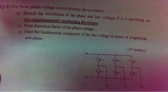 Solved For three phase voltage source inverter shown below | Chegg.com