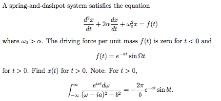 A spring-and-dashpot system satisfies the equation | Chegg.com