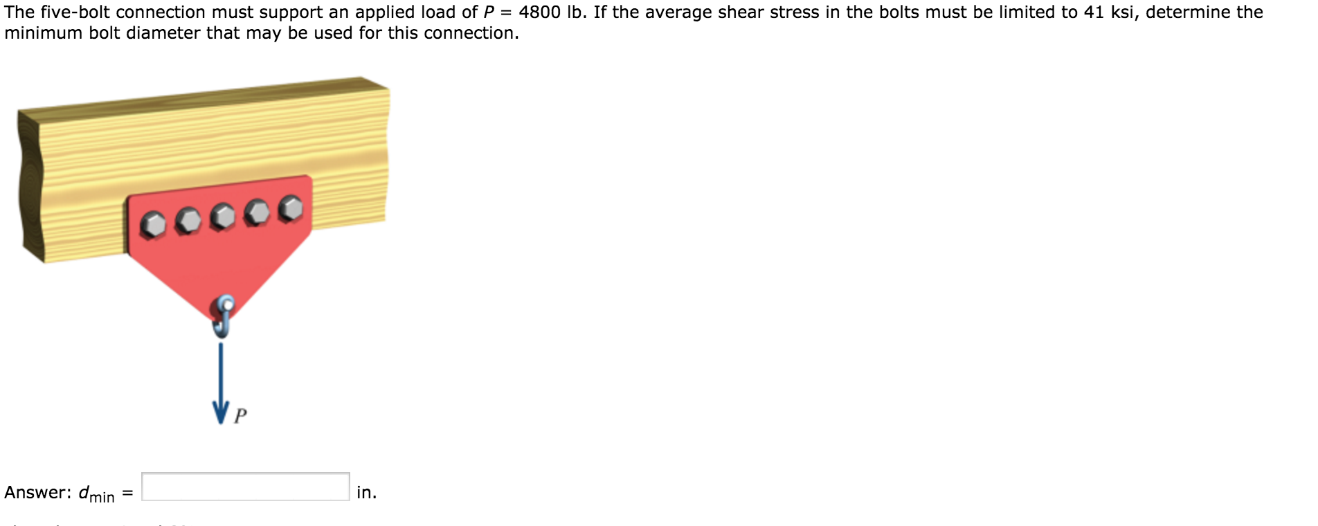 Solved The five-bolt connection must support an applied load | Chegg.com
