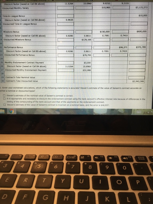 Given Your Worksheet Calculations, Which Of The Fo... | Chegg.com
