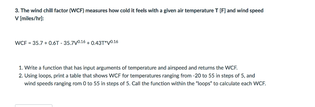 Solved The Wind Chill Factor (WCF) Measures How Cold It | Chegg.com