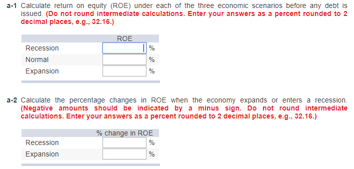 Delta And Roe Math Solved a-1 Calculate return on equity (ROE) under each of | Chegg.com