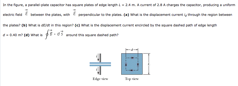 Solved In the figure, a parallel-plate capacitor has square | Chegg.com