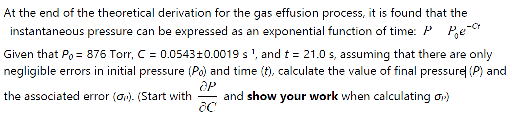 Solved At The End Of The Theoretical Derivation For The Gas | Chegg.com