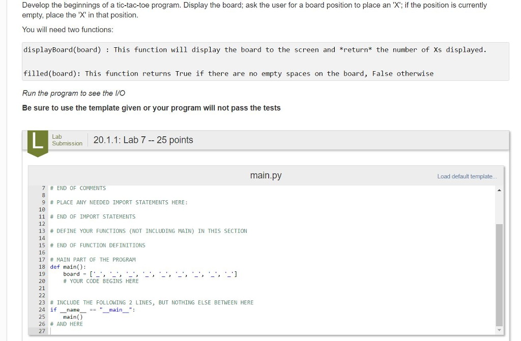 Solved Develop the beginnings of a tic-tac-toe program. | Chegg.com