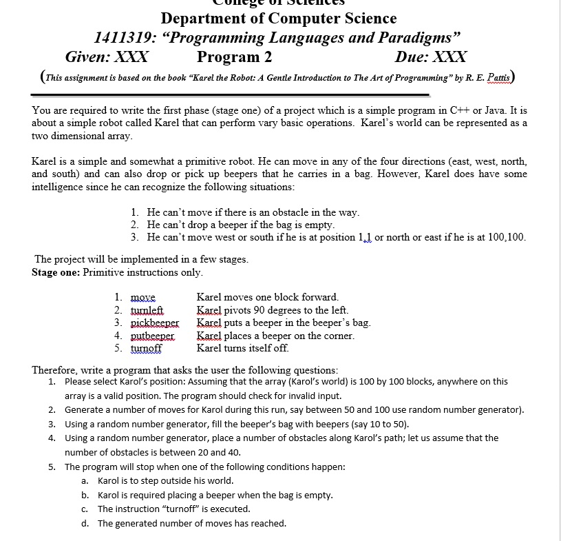 Solved College of Sciences Department of Computer Science | Chegg.com