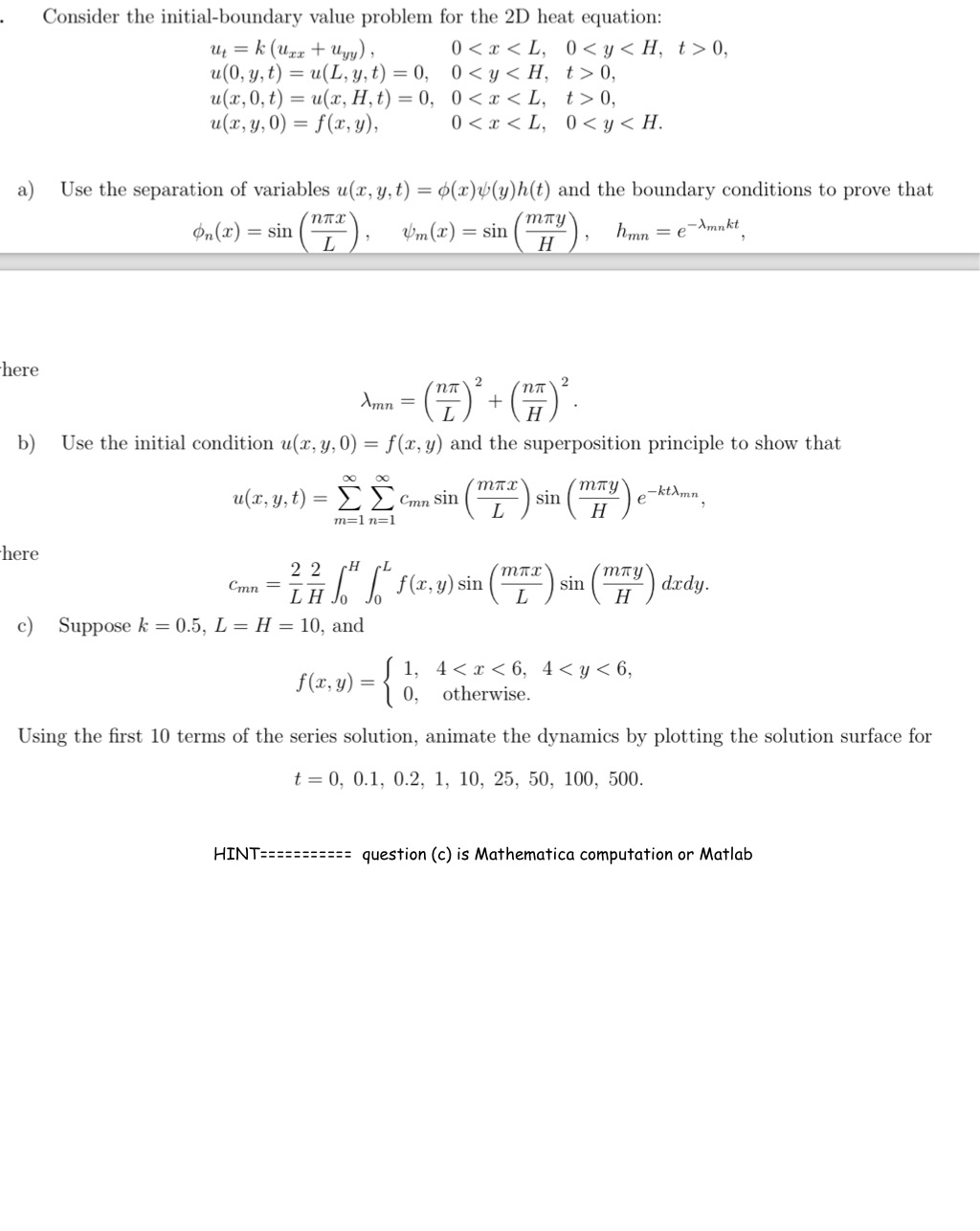 Solved Consider the initial boundary value problem for the 2 | Chegg.com