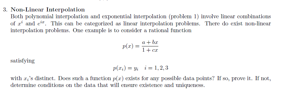 Solved Non-Linear Interpolation Both polynomial | Chegg.com