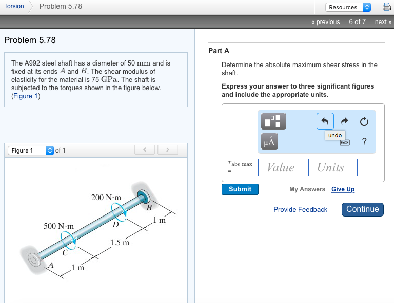 Solved The A992 steel shaft has a diameter of 50 mm and is