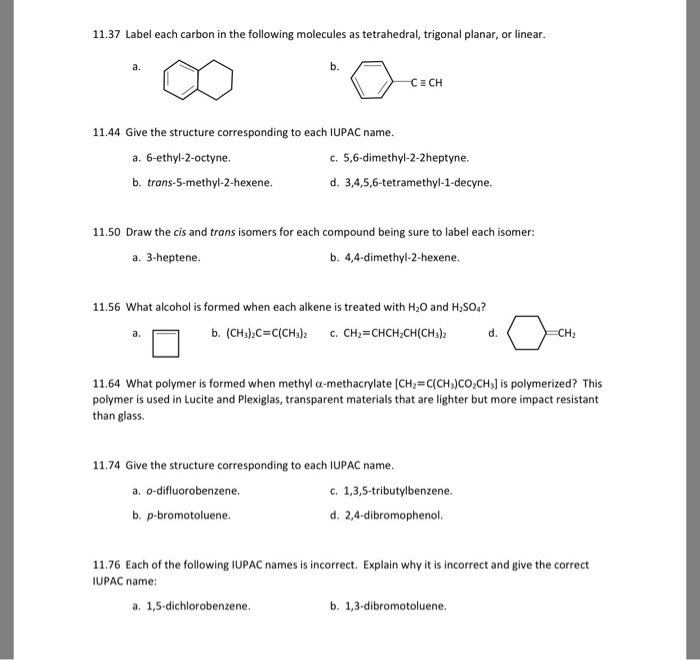 Solved Label each carbon in the following molecules as | Chegg.com