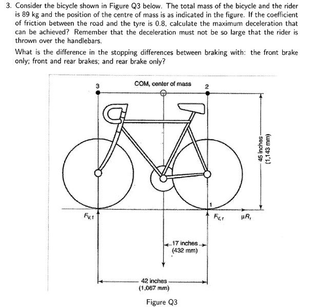 Solved 3. Consider the bicycle shown in Figure Q3 below. The