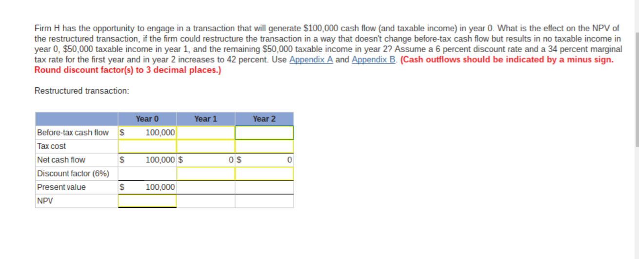 Solved Firm H has the opportunity to engage in a transaction | Chegg.com