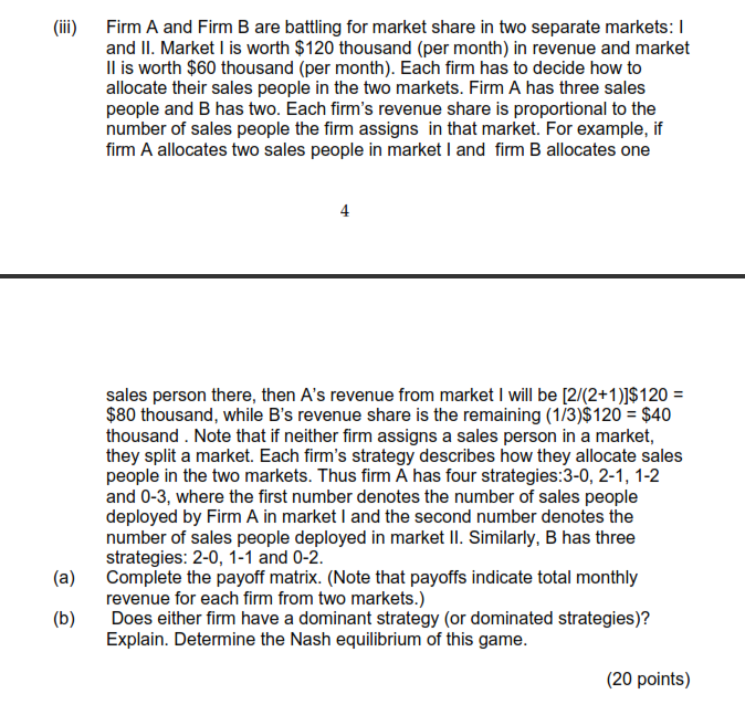 Solved Firm A And Firm B Are Battling For Market Share In | Chegg.com