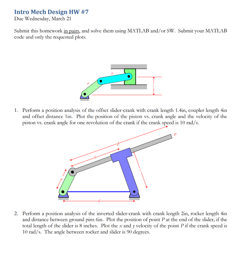 Solved Intro Mech Design Hw #7 Due Wednesday, March 21 | Chegg.com