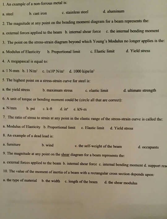 solved-1-an-example-of-a-non-ferrous-metal-is-d-aluminum-chegg