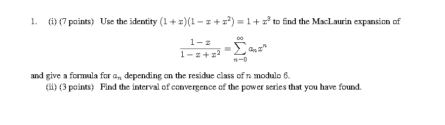 Solved Use the identity (1 + x) (1 - x + x^2) = 1 + x^3 to | Chegg.com