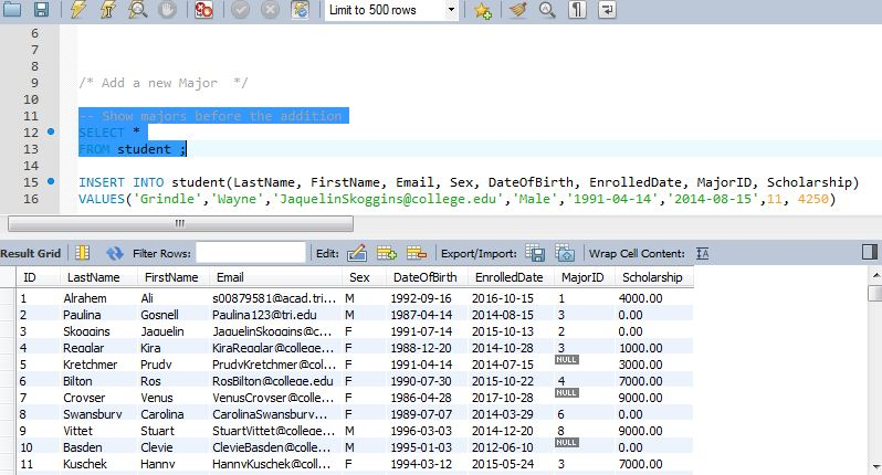 Solved l try to insert a new raw to the student table but | Chegg.com