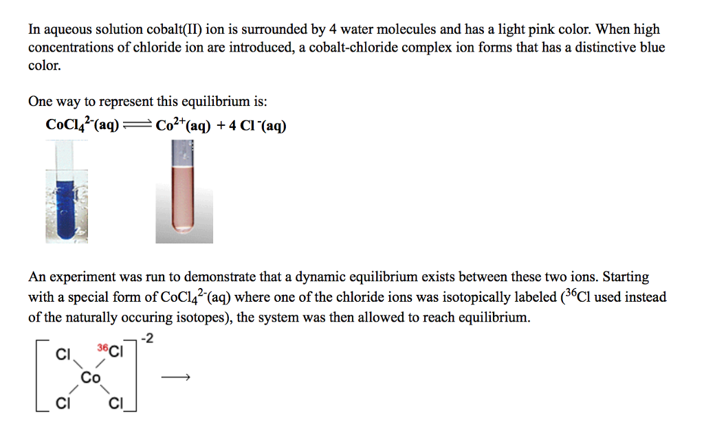 cobalt chloride and water equation