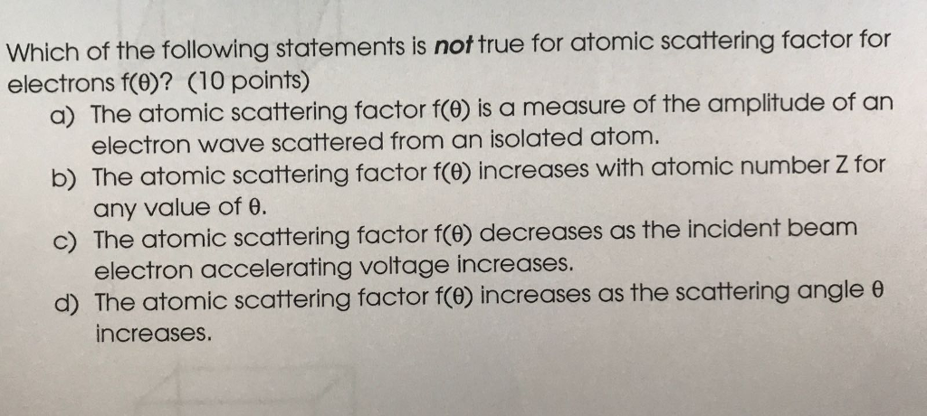 Solved Which of the following statements is not true for | Chegg.com