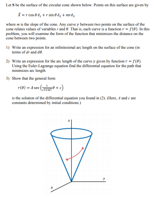 Let S be the surface of the circular cone shown