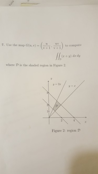 Solved 7. Use the map G(u, v)=(-u-,-) to compute (x + v) dz | Chegg.com