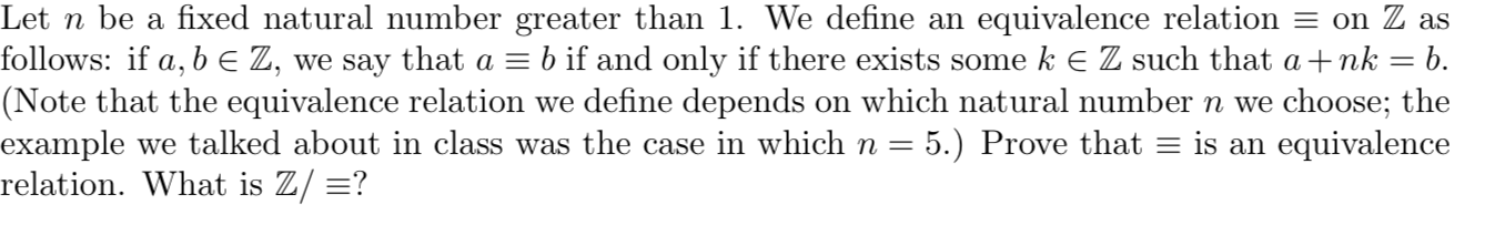 Solved Let n be a fixed natural number greater than 1. We | Chegg.com