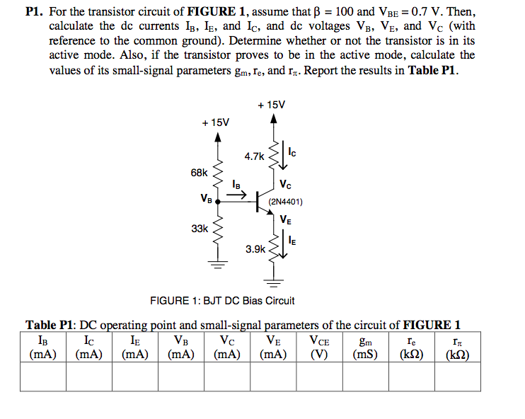 Solved For The Transistor Circuit Of FIGURE 1, Assume That | Chegg.com