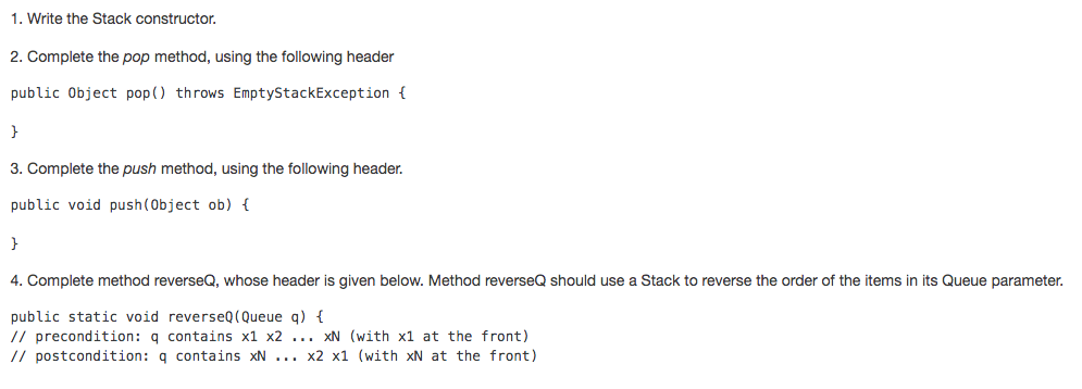 Solved 1. Write the Stack constructor. 2. Complete the pop | Chegg.com