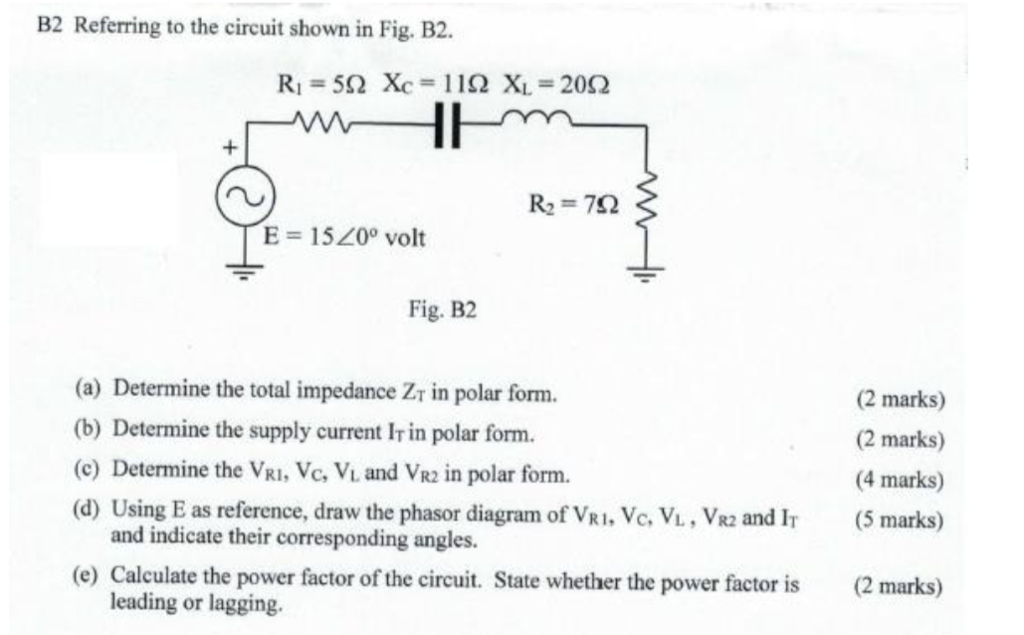 Solved B2 Referring to the circuit shown in Fig. B2 E = | Chegg.com