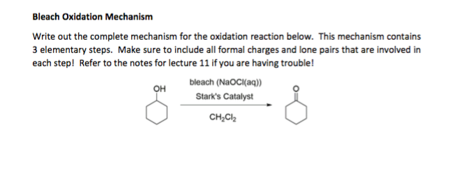 Bleach Oxidation Mechanism