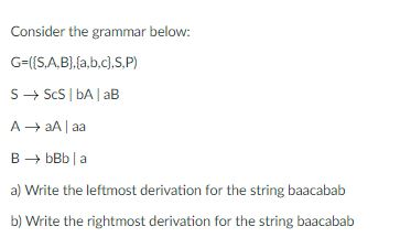 Solved Consider The Grammar Below: G =({S, A, B}, [a, B, | Chegg.com