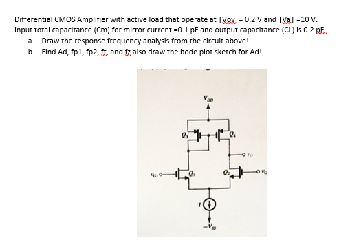 Differential CMOS Amplifier with active load that | Chegg.com