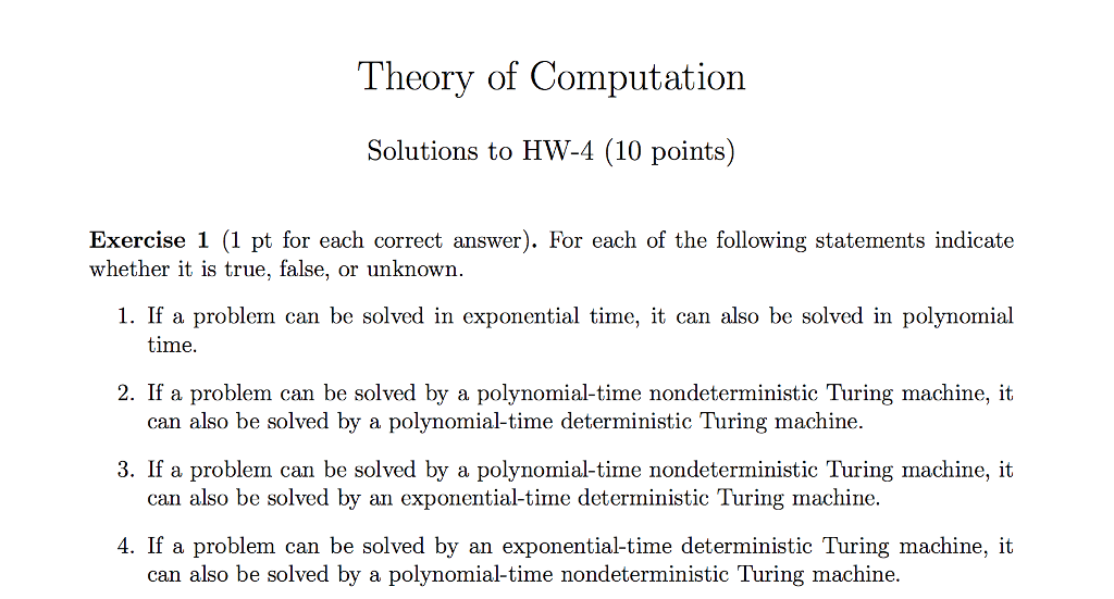 Solved Theory Of Computation Solutions To HW-4 (10 Points) | Chegg.com