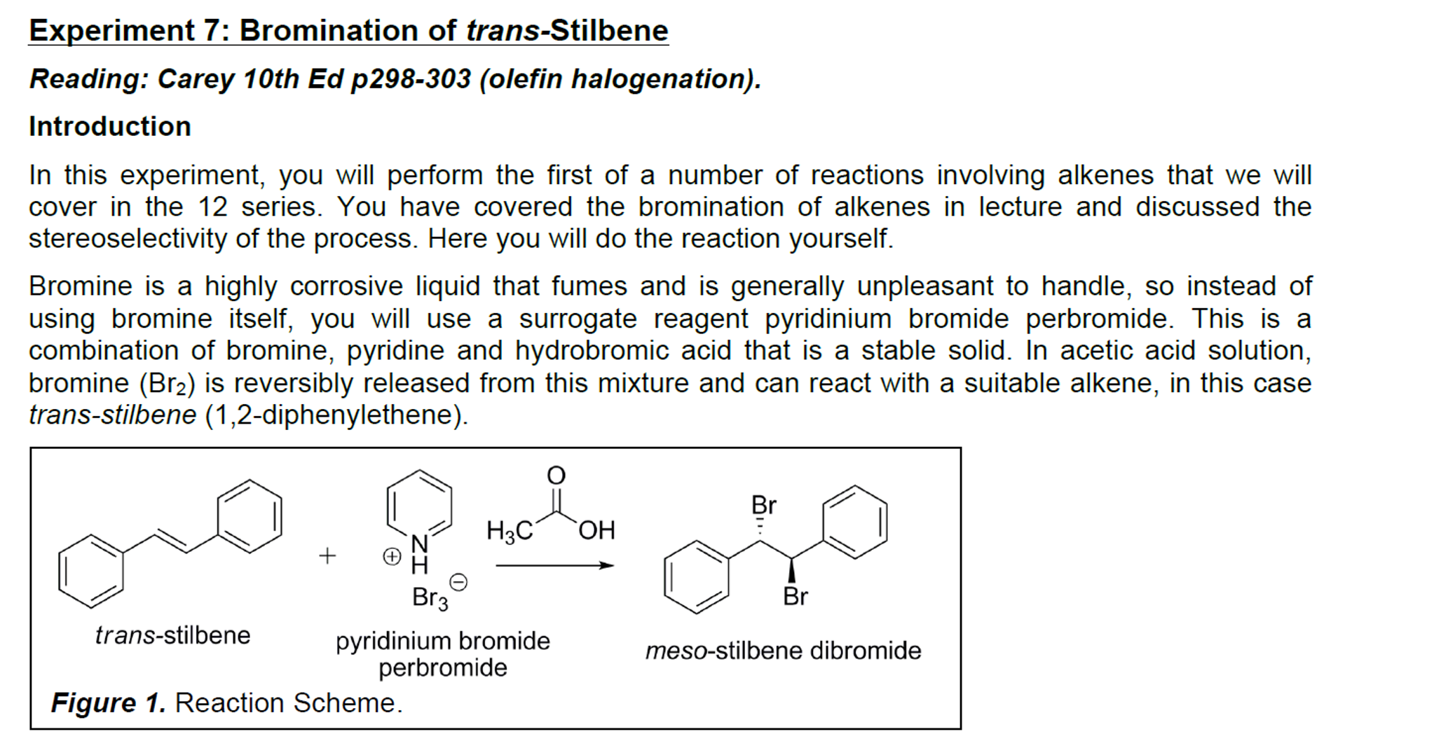 Solved Experiment 7 Bromination of transStilbene Reading