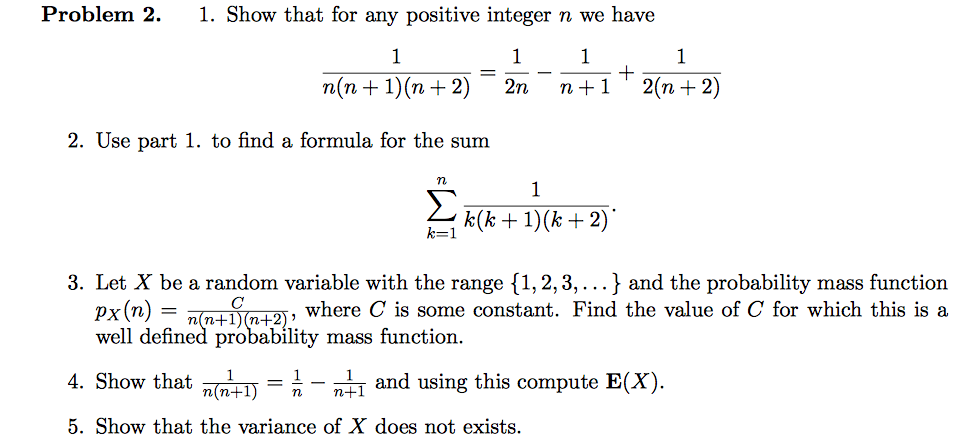 Solved Problem 2. 1. Show that for any positive integer n we | Chegg.com