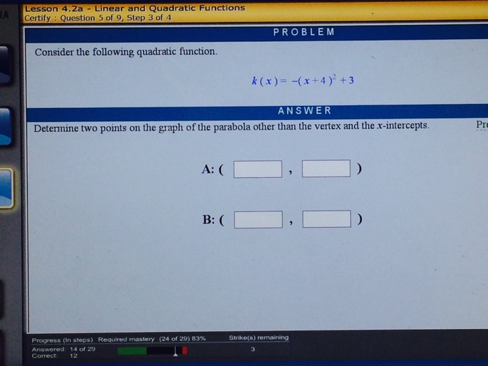 Solved Consider The Following Quadratic Function K X