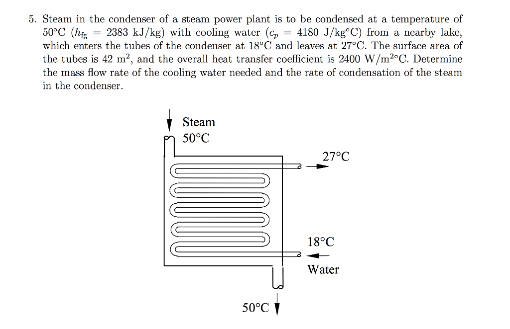 Solved 5. Steam in the condenser of a steam power plant is