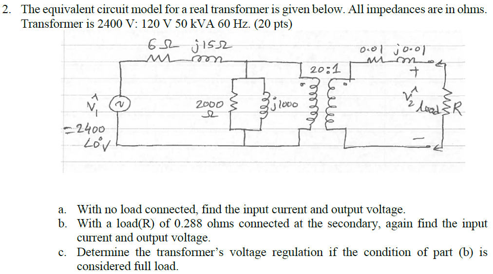 Solved The equivalent circuit model for a real transformer | Chegg.com