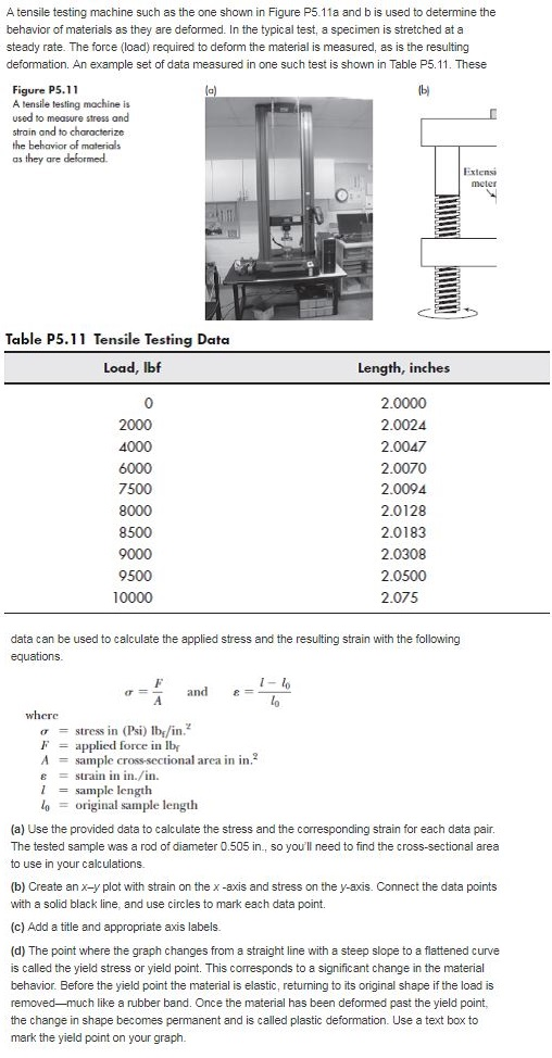 Solved A tensile testing machine such as the one shown in | Chegg.com