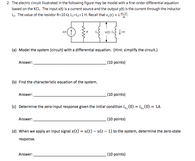 Solved 2. The electric circuit illustrated in the following | Chegg.com