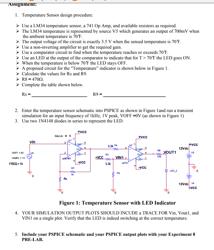 Assignment 1. Temperature Sensor design procedure