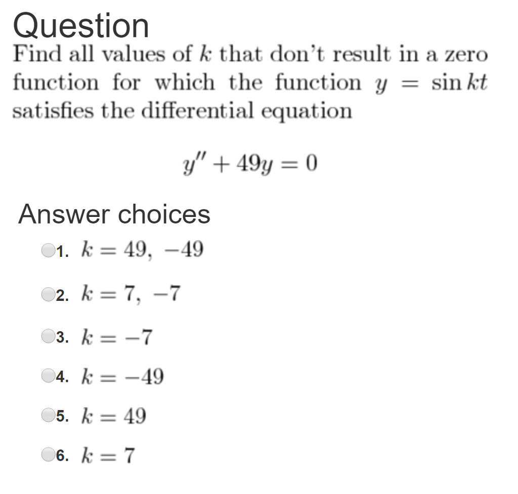 Solved Find All Values Of K That Dont Result In A Zero