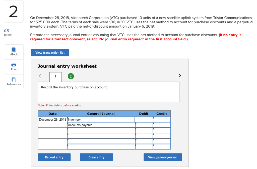 Solved 2 On December 28, 2018, Videotech Corporation (VTC)